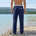 thumbnail image 5 of Gamivast Straight Leg Athletic Pants for Men with Zipper Pockets Elastic Drawstring Waist Lightweight Relaxed Fit Open Bottom Track Pants for Gym Travel and Outdoor Navy S, 5 of 7