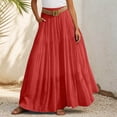 thumbnail image 2 of DHFJKG Maxi Skirts For Women Linen High Waisted Flowy A-Line Elastic Waist Skirt (With Belt) Casual Boho Summer Beach Vacation Clothes Trendy Skirt, 2 of 4