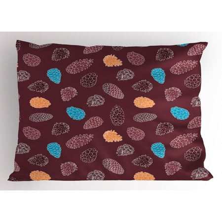 This Is Christmas Maroon 5 Pine Cone Pillow Sham, Coniferous Tree Cones Christmas Season Retro Woodland Creative, Decorative Standard Size Printed Pillowcase, 26 X 20 Inches, Dried Rose Maroon Pale Orange, by Ambesonne ()