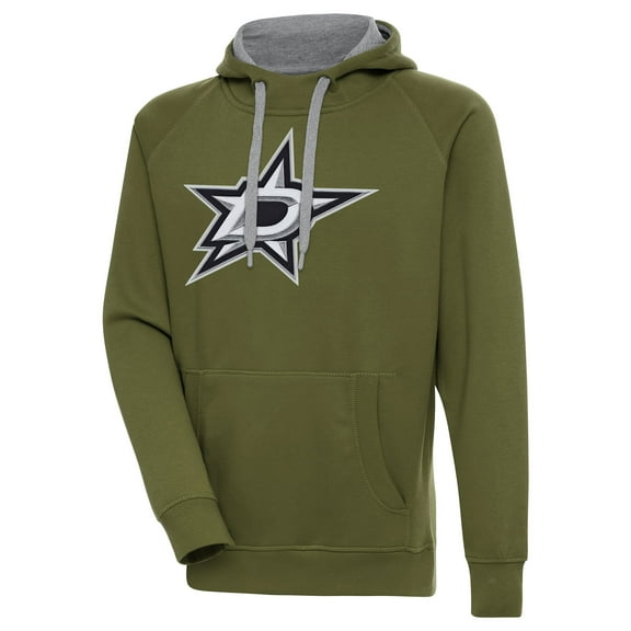 Men's Antigua Olive Dallas Stars Victory Pullover Hoodie