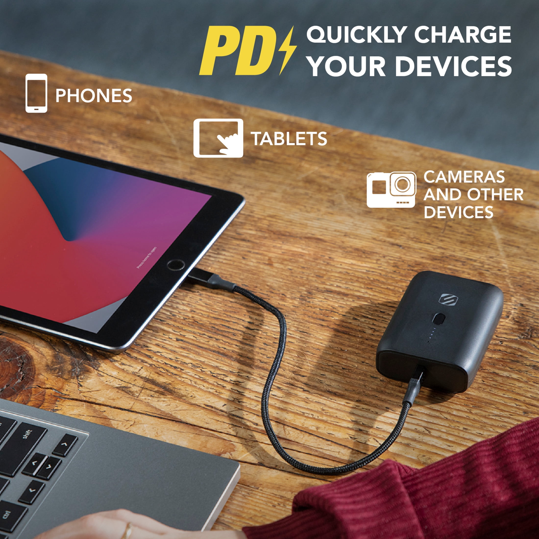 Scosche PB10PD-SP GoBat™ 10K Compact 10K mAh Dual-Port Power Bank, Black
