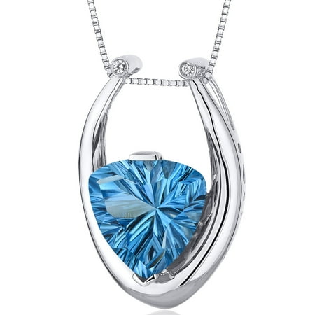 - 7.00 Carat T.G.W. Trillion Cut Swiss Blue Topaz Rhodium over Sterling Silver Pendant, 18