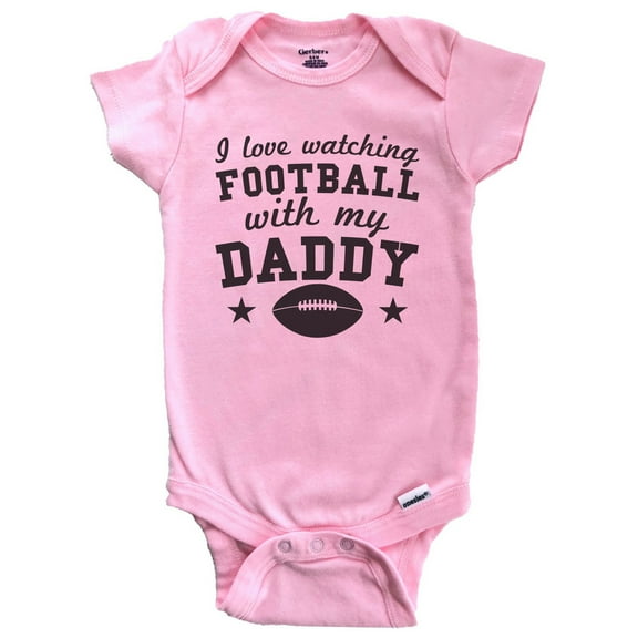 I Love Watching Football With My Daddy Cute Baby Bodysuit (Pink)