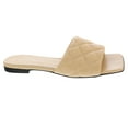 thumbnail image 3 of Ventutto Sand Quilted Flat Slide Leather Slipper-9 for womens, 3 of 5