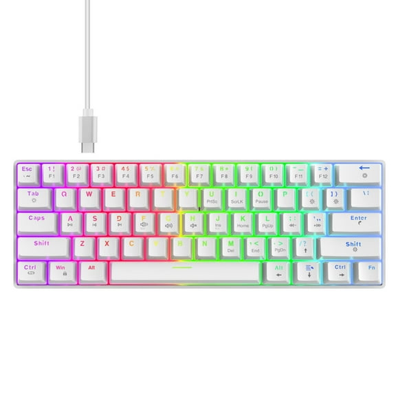 V900 Mechanical Keyboard With 61Keys, Color Lighting Effects Hot Swappable Switches For Gaming And Typing