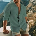 thumbnail image 4 of Men's 2025 Button Down Shirt Casual Regular-Fit Dress Shirts Autumn Spring Linen Shirt Beach Shirt Solid Outdoor Street Shirt Long Sleeve Dress Shirts, 4 of 8