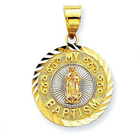 PicturesOnGold.com 14K Tri-Color Gold My Baptism Pendant - 2/3 in x 2/3 in in 14K Yellow Gold
