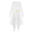 thumbnail image 6 of Alvivi Women‘s Lyrical Praise Dance Dress Color Block Long Sleeve Contemporary Worship Dancewear White XL, 6 of 7