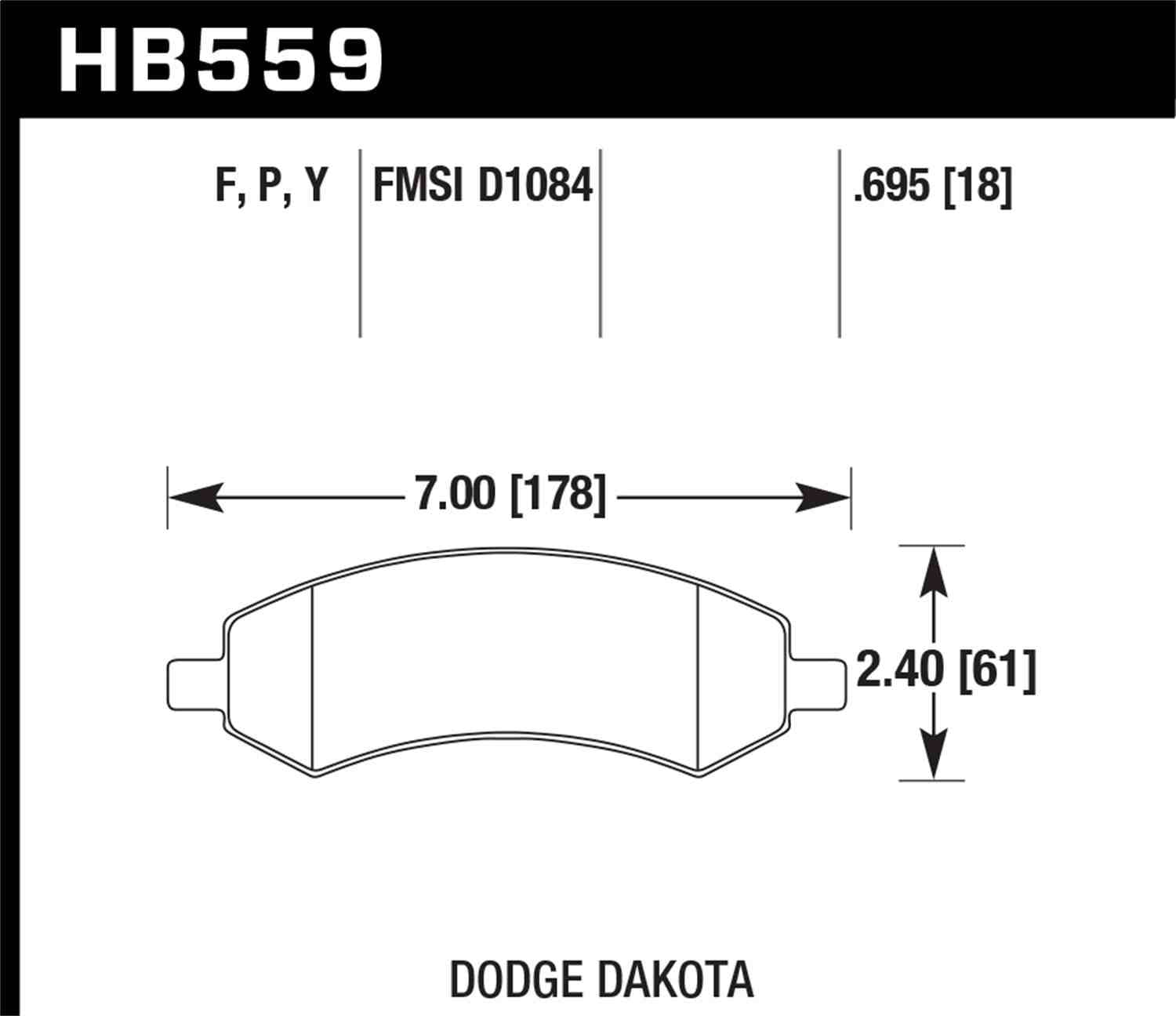 Hawk Performance HB559F.695 Brake Pads - HPS Compound - Front - Set of 4 Fits select: 2013-2016 RAM 1500, 2012 DODGE RAM 1500