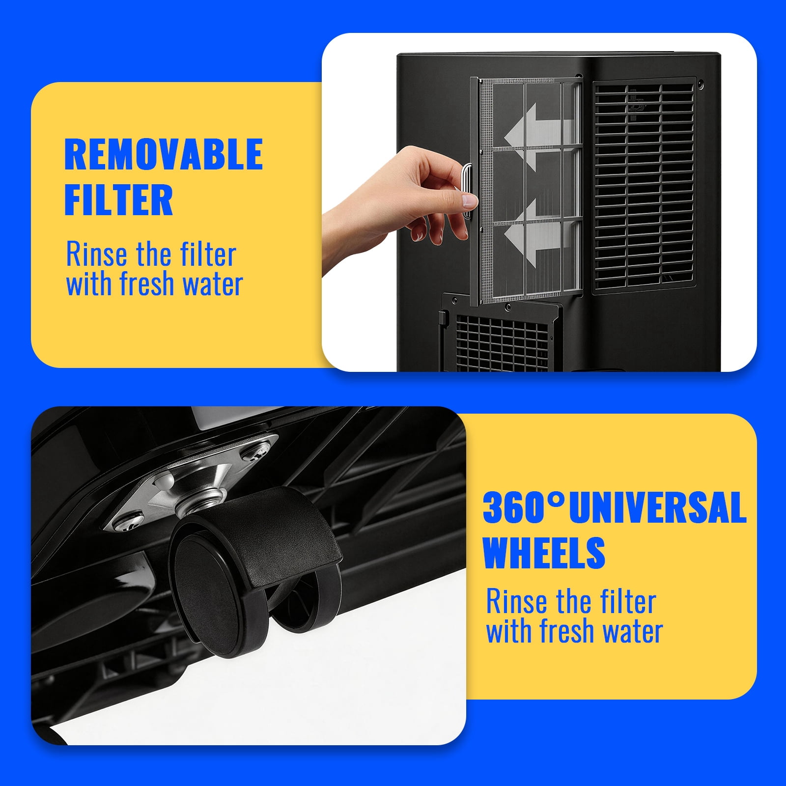DEMULLER Portable Ac Unit Portable Air Conditioner4400BTU(8000 ASHRAE) with Remote, Covers up to 250 Sq.Ft. Black