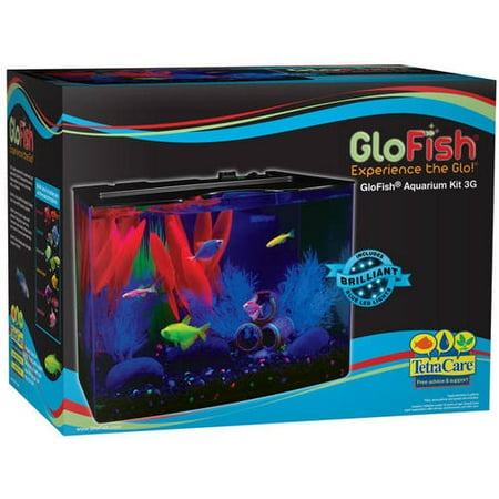 GloFish Aquarium Kit w/ Hood, LED Lights, & Whisper Filter, 3-Gallon