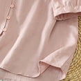 thumbnail image 5 of XPMWRP Women's Cotton Linen Button Down Short Sleeve Shirts Summer Loose V Neck Casual Oversized Solid Blouses Pink XXL, 5 of 7
