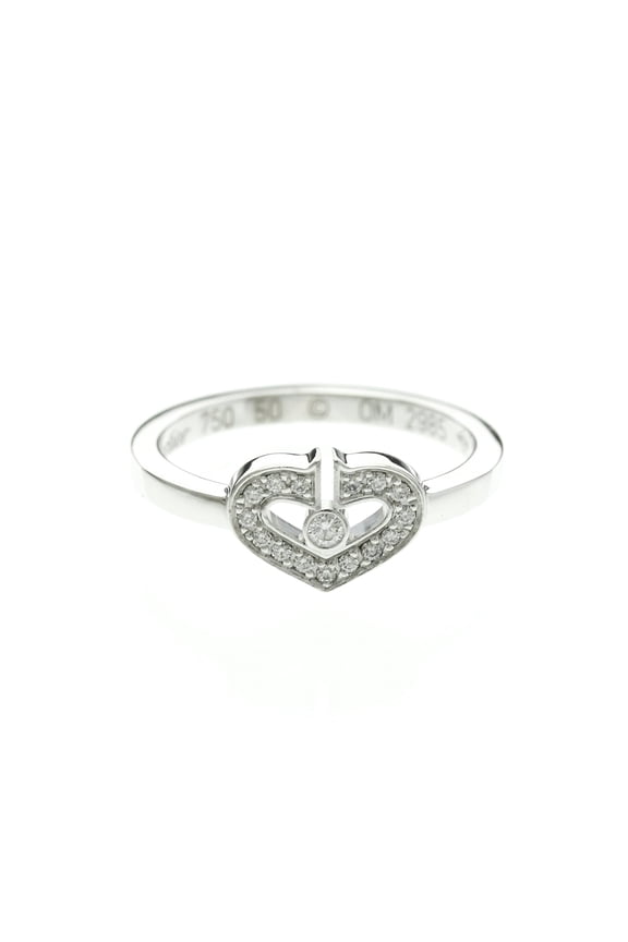 Pre-Owned Cartier C Heart Diamond Ring White Gold (18K) Fashion Diamond Band Ring Silver
