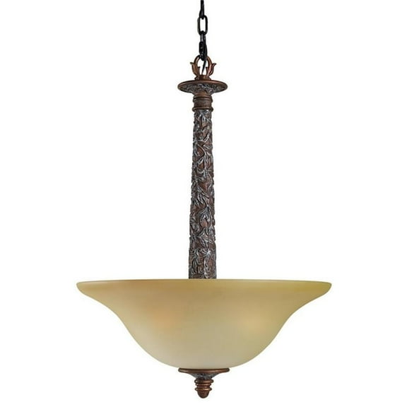 Woodbridge Lighting Vergennes 3-light Bowl Resin Large Pendant in Bark/Beige