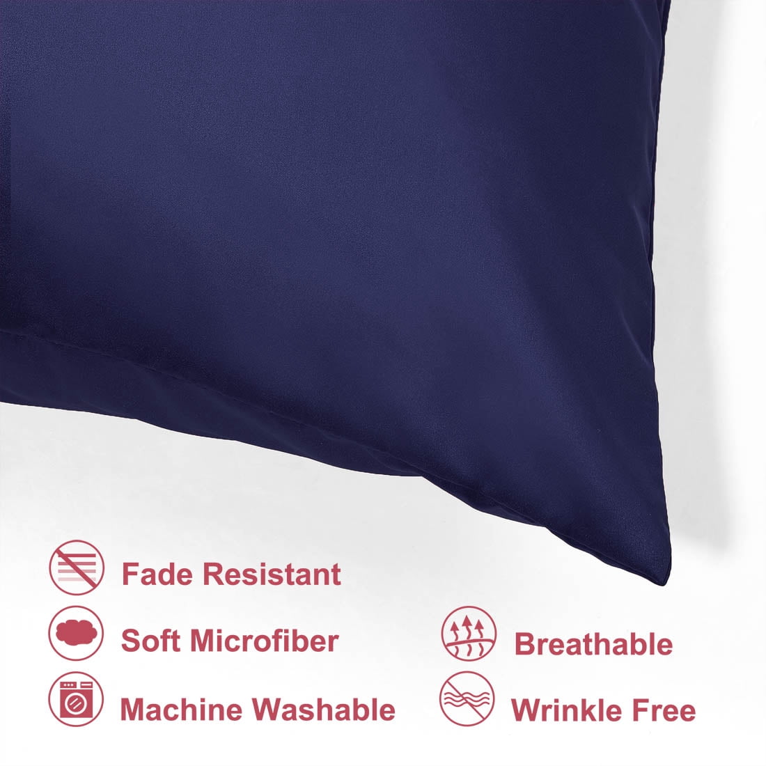 Unique Bargains Set of 4 Silky Satin Pillowcases Pillow Cover Navy Standard