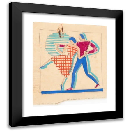 Winold Reiss 15x17 Black Modern Framed Museum Art Print Titled - (Miscellaneous Small Sketches for Inlaid Table Tops.) (Design with Dancing Couple Motif (1930)