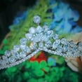 thumbnail image 2 of Silver Plated CZ Leaf Crystal Drop Tiara Crown Wedding Bridal Queen Pageant Prom, 2 of 9