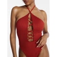 thumbnail image 5 of Hot Girl Summer by Megan Thee Stallion Women’s and Women's Plus Summer Stallion Lace Up One-Piece Swimsuit, Sizes XS-3X, 5 of 6