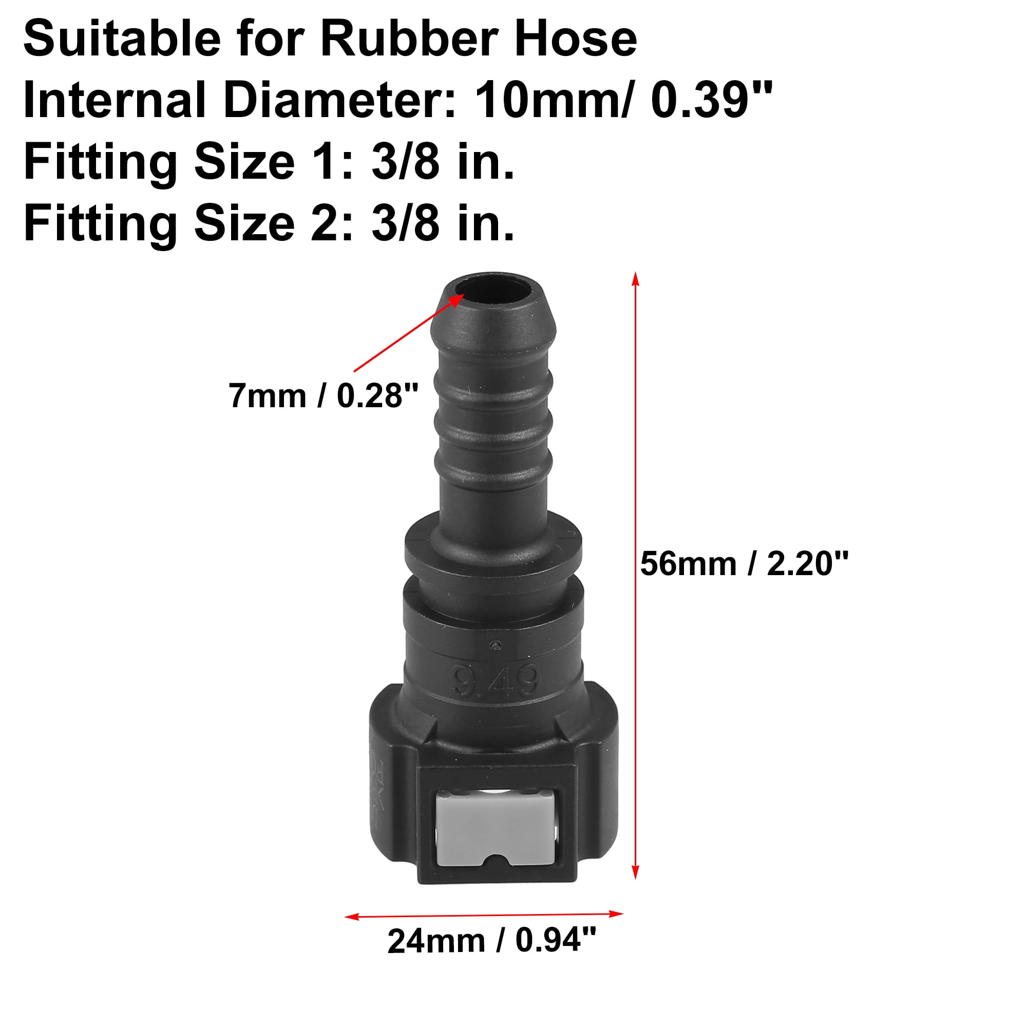Unique Bargains 2pcs Fuel Line Straight Push-On Barb Adapter Connector 3/8-3/8in