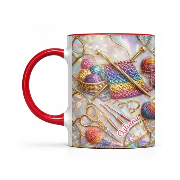 11 oz Weaving Sewing Tool Coffee Mug – Ceramic Hot and Cold Beverage Cup with Comfortable Handle, Dishwasher Safe, 2-Pack
