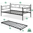 thumbnail image 3 of Twin Daybed with/without Trundle Metal Guest Sofa Bed Frame for Living Room, Bedroom, Apartment, Heavy Duty Metal Slats, No Box Spring Needed, Space Saving, 3 of 6
