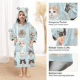 thumbnail image 3 of FORMRS Wearable Blanket Hoodie with Sleeves for Kids Cozy Flannel Sweatshirt, Cute Cat Faces, 3 of 7