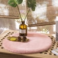 thumbnail image 3 of Faux Lamb Fur and Sheepskin Rug | Soft Rug for Bedroom, Living Room, Nursery | Decorative Couch Throw Chair | Pink 60cm Round, 3 of 5