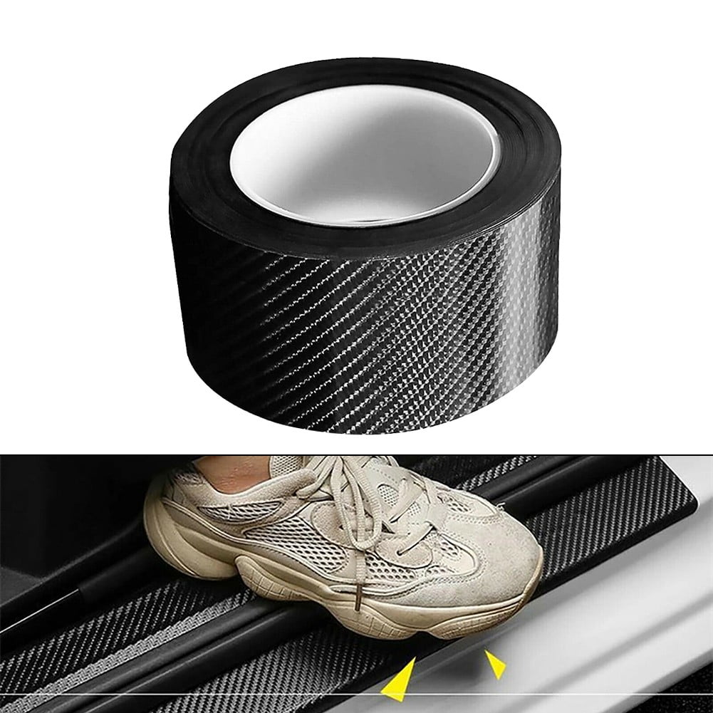 10cm Car Door Sill Protector Edge Sticker Rubber Strip Carbon Fiber Bumper  .c