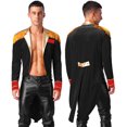 thumbnail image 3 of iiniim Mens Circus Magic Show Outfit Open Front Lapel Velvet Tailcoat Jacket with Accessories Set Black 3XL, 3 of 7