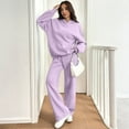 thumbnail image 2 of Dwralegc Womens Sweatsuits 2 Piece Set Fleece Long Sleeve Hoodies Casual Wide Leg Drawstring Sweatpants Running Fashion Winter Sweatsuit with Pockets Light Purple 2XL, 2 of 7