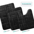 thumbnail image 2 of Clara Clark Bathroom Rugs, Velvet Memory Foam Bath Mat, Ultra Soft Non Slip and Absorbent - Tiled - Set Small, Large & Contour - Black, 2 of 6