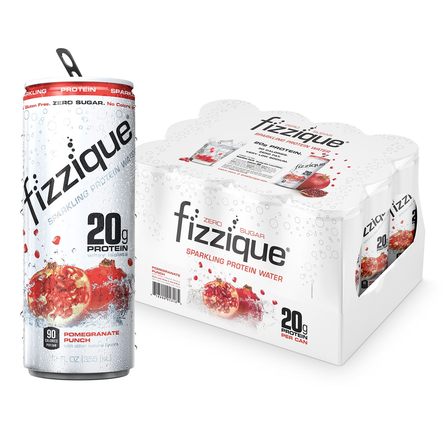 fizzique's Pomegranate Punch Flavored Protein Sparkling Water, 12 ct