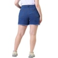 thumbnail image 4 of MODA NOVA Juniors' Plus Size Denim Shorts Raw Hem Casual Shorts 2X Denim Blue, 4 of 7