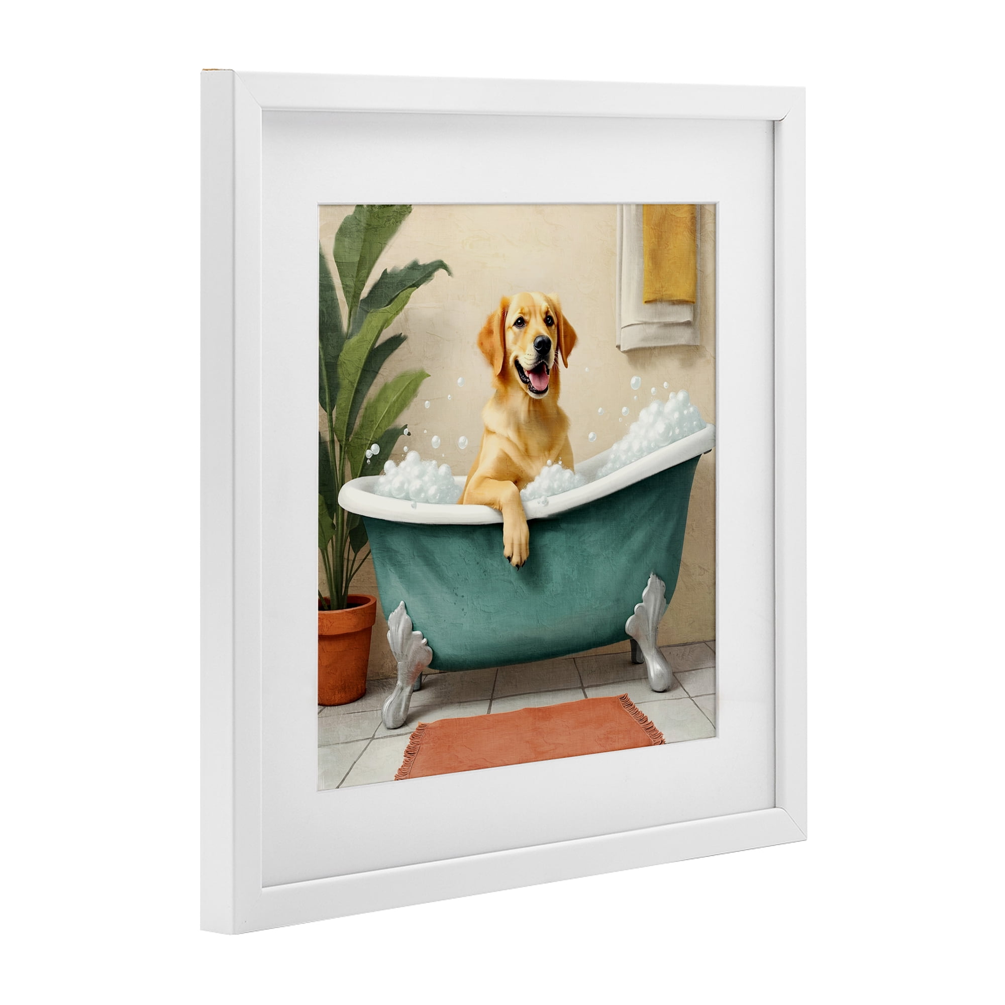 Stupell Industries Bubble Bath Labrador Dog White Framed Print Under Glass, design by Kim Allen