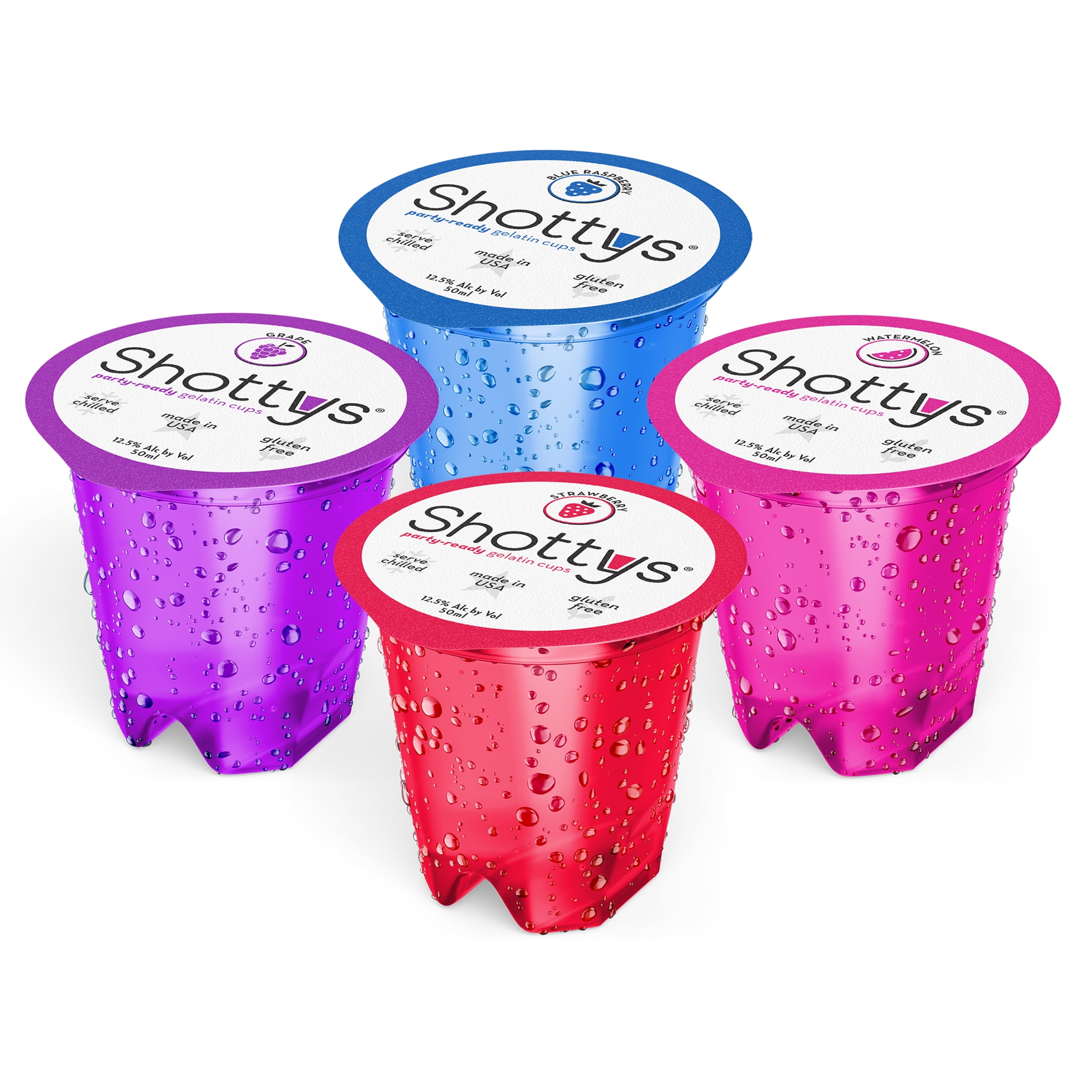 Shottys Gelatin Shots Classic Flavors Wine Based, 24 Pack, 50ml Shots, 12.5% ABV
