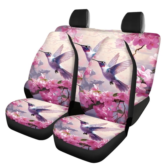 Pzuqiu Seat Covers for Cars Easy to Install, Compatible with Automotive Seats SUV Seats, Car Seat Covers Fit for Trucks Most Sedans Full Set, Hummingbird