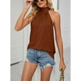 thumbnail image 3 of PULLIMORE Women's Sleeveless Tie Halter Tops Summer High Neck Tank Top Loose Casual Shirts Blouse （Caramel,L）, 3 of 6