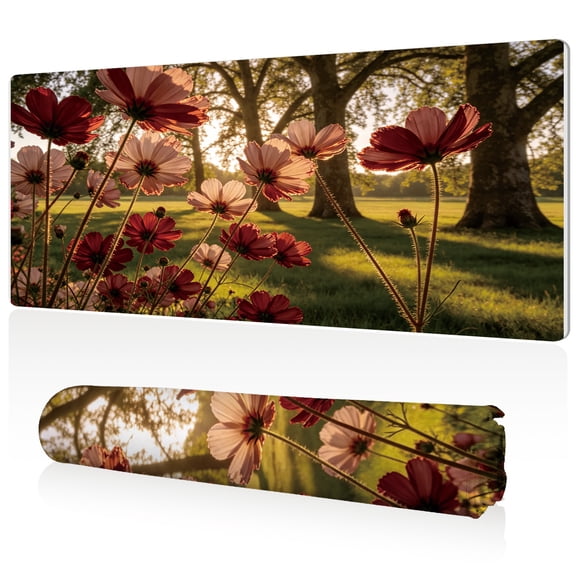 LIVEKEY Extra Large Mouse Pad Sunlit Meadow Flower Garden 80x40x0.3cm Full Desk Coverage Non Slip Durable Easy Clean Stitched Edges for Gaming and Office