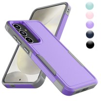For Galaxy S24 Case, 2 in 1 Heavy Duty Armor Shockproof Cases,Hisdou Hybrid Dual Layer Rubber Drop Protection Grip Plastic Bumper Sturdy Phone Cover for Samsung Galaxy S24 6.2"-Purple