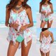 thumbnail image 2 of Gibobby Conjunto de Bikini Trajes de baño de 3 piezas para mujer con parte inferior de bikini de talla grande con capas de malla(Rosa,CH), 2 of 5