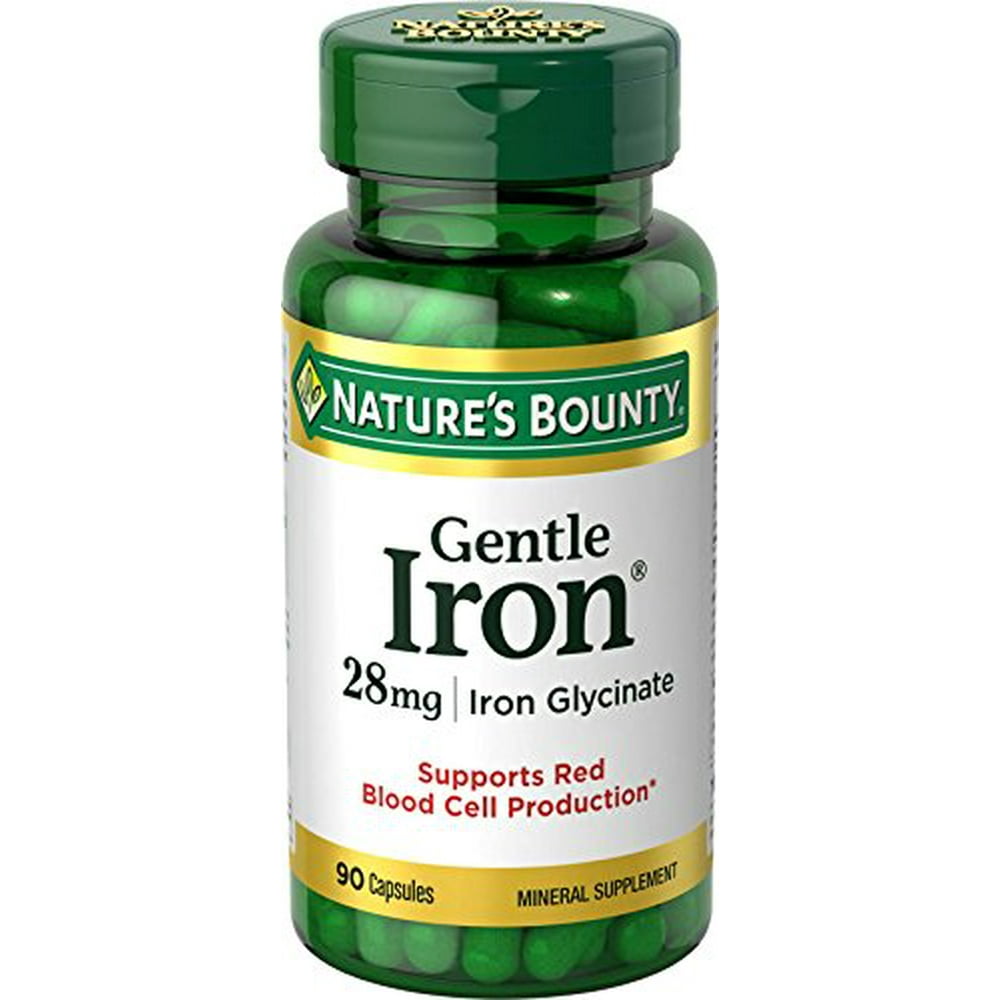 3 Pack Nature's Bounty Gentle Iron 28 mg Capsules 90 Each Walmart