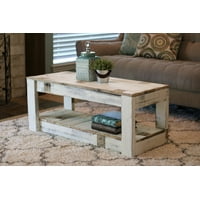 Farmhouse Coffee Tables Product Image White Farmhouse Coffee Table With Shelf