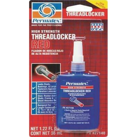 Permatex Permatex 27140 High Strength Threadlocker, Red, 36 ml