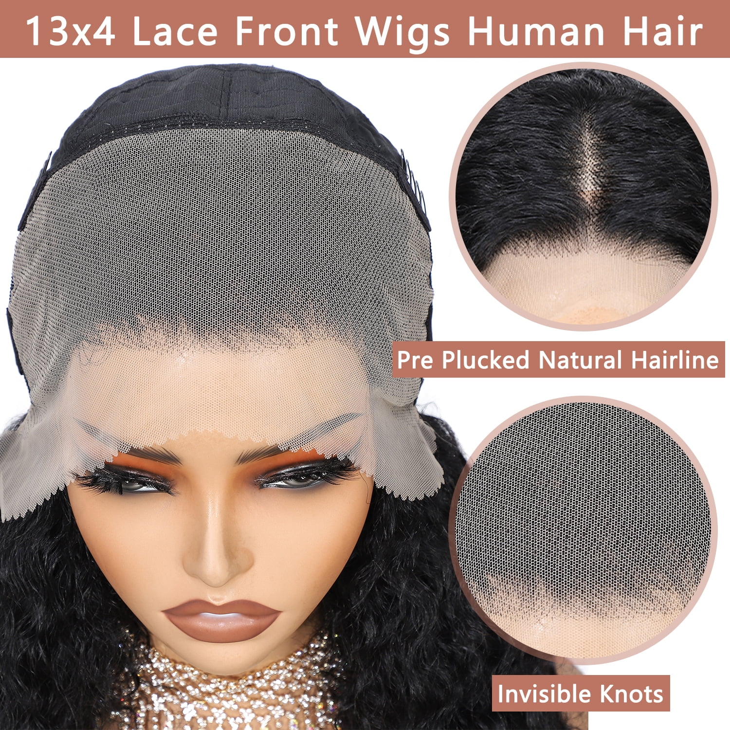 UREMY Bouncy Curly Wig Human Hair with Spiral End, 13x4 Lace Frontal Burmese Curly Bob Wigs, Water Wave Brazilian Pre Plucked Wigs for Black Women Natural Color 16 Inch