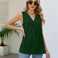 thumbnail image 4 of Lu's Chic Women's Soft Tank Top Sleeveless V Neck Fall Chiffon Travel Slimming Ruched Fashion Loose Tunics Green Medium, 4 of 4