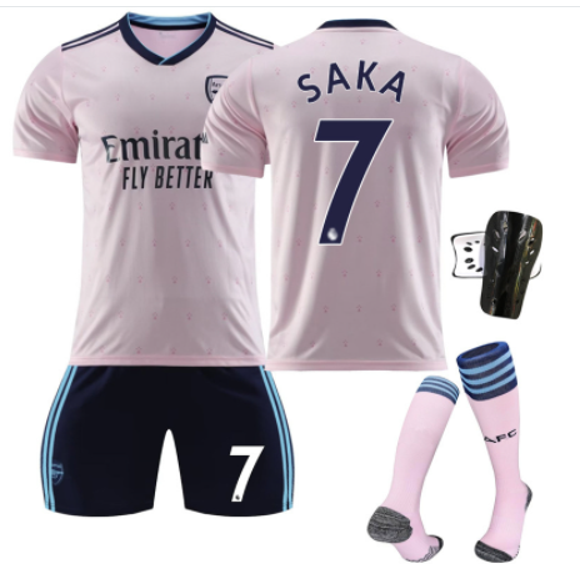 2023 Men's and Women's Arsenal 2 away Football Team Jersey suit SAKA 7# children's Fashion Short sleeve adult sport running Soccer Uniforms set with socks for boys and girls