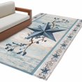 thumbnail image 2 of Blue Texas Star Washable Area Rug 4 x 6 ft Vintage Star Berry Blue Beige Wood Grain, Soft Non Slip Rugs Stain Repellent Indoor Felt Carpet for Living Dining Room Bedroom Home Office, 2 of 9