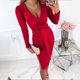 thumbnail image 2 of Otoño e invierno mujeres sexy cuello en V sólido adelgazante manga larga vendaje hendidura nalgas vestido de fiesta Fridja  NMB4239, 2 of 9