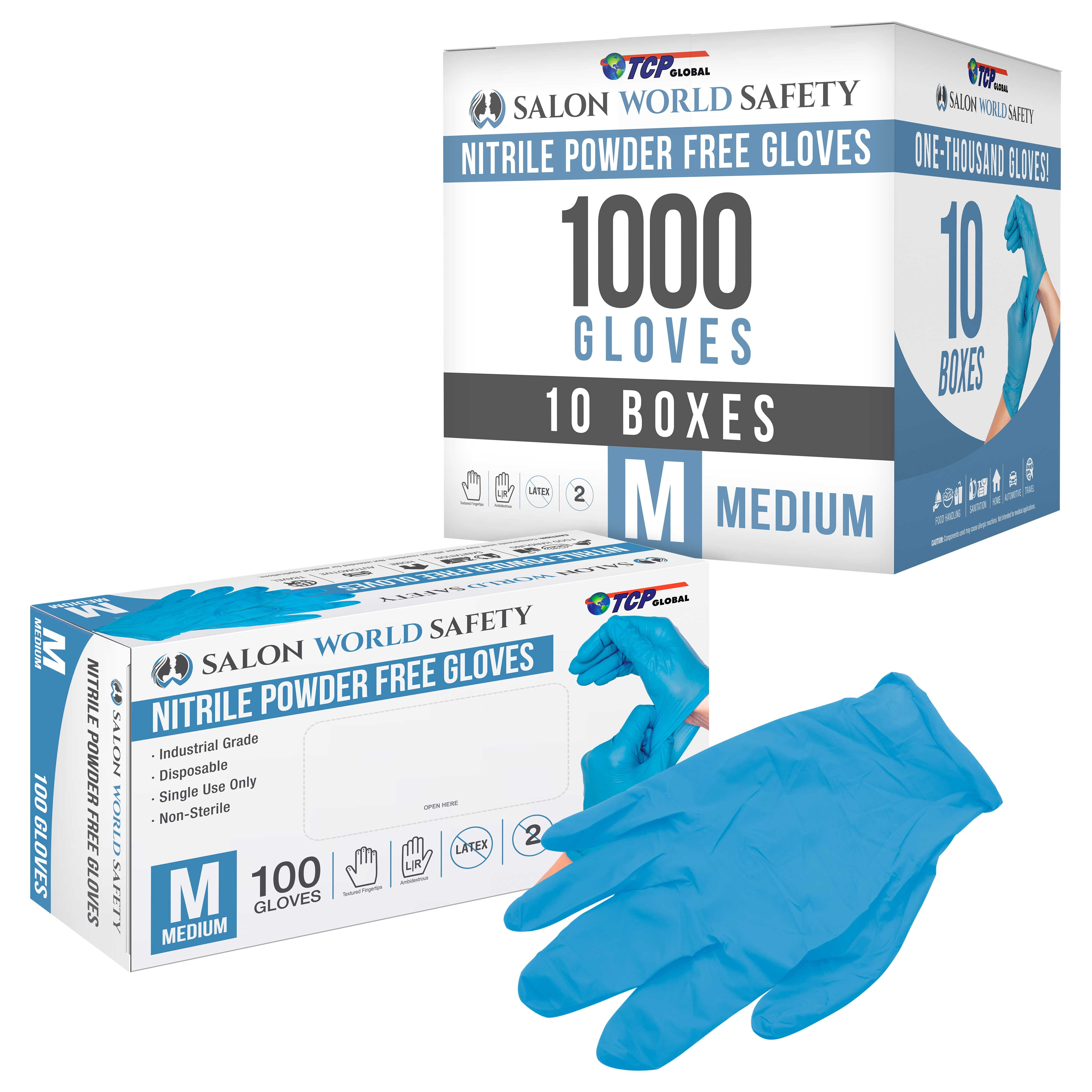 Free of Latex-Powder SAFE HEALTH Nitrile Blue Industrial Disposable Gloves Bakery-Food-Salon-Delivery-Cleaning 3.5 Mil 