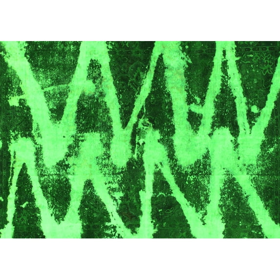 Ahgly Company Indoor Rectangle Abstract Green Modern Area Rugs, 2' x 4'